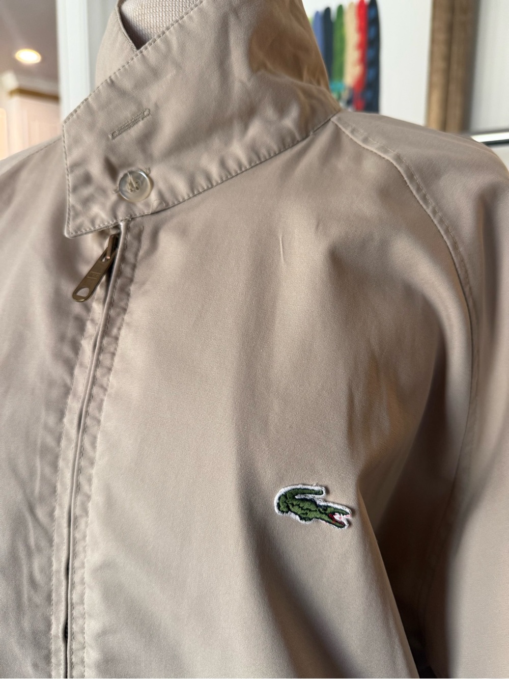 Vintage izod Lacoste Men's Beige Lightweight Zip Jacket